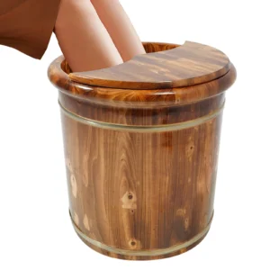 Foot Bath - Wooden Bucket w/ Massage Plate