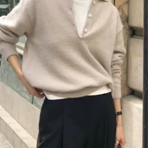 Women's 100% Merino Wool POLO Collar Pullover - Variety of Colors