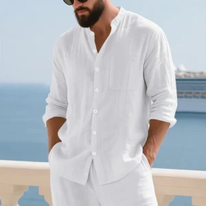 Men's Linen Button Down Shirt - Variety of Colors